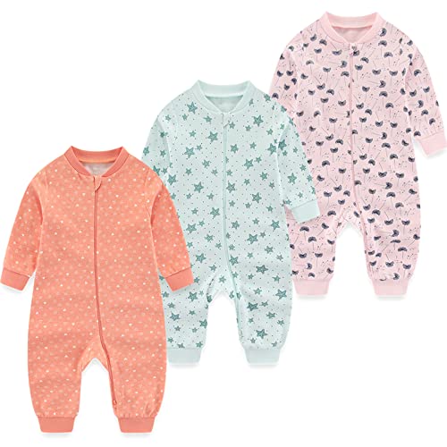 MAMIMAKA Neugeborene Baby Einteiler Strampler Schlafanzug 2-Wege Zip Pyjama für Spiel und Schlaf,6-9 Monate von MAMIMAKA
