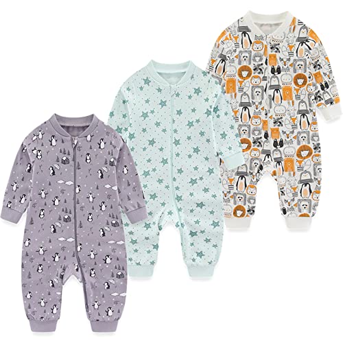 MAMIMAKA Neugeborene Baby Jungen Einteiliger Schlafanzug 2-Wege Zip Pyjama für Spiel und Schlaf,12-18 Monate von MAMIMAKA