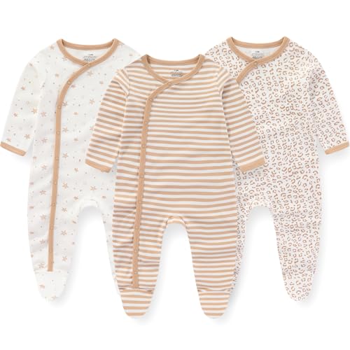 MAMIMAKA Newborn Baby Boys Footed one-Piece Pajamas Cotton Jumsuit for Play and Sleep, 6-9 Months von MAMIMAKA