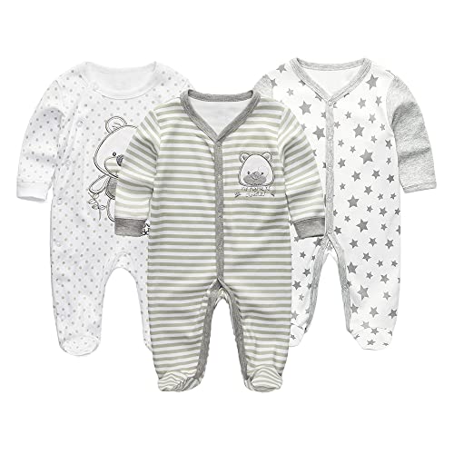 MAMIMAKA Unisex Baby Cotton Rompers Newborn Baby Clothes Footed Bodysuit Sleep and Play Boys and Girls 0-3 Months von MAMIMAKA