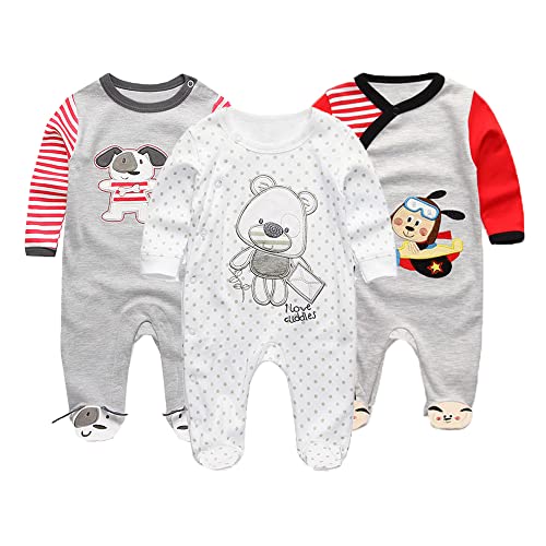 MAMIMAKA Unisex Baby Cotton Rompers Newborn Baby Clothes Footed Bodysuit Sleep and Play Boys and Girls 0-3 Months von MAMIMAKA