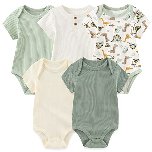 MAMIMAKA Unisex Baby Kurzarm Bodysuits Baby wachsen Baumwolle Weste einteilig,6-9 Monate von MAMIMAKA
