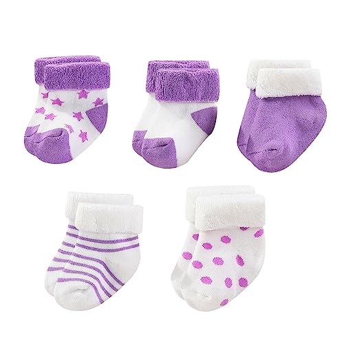 MAMIMAKA Unisex Baby Terry Socken 5-Pack für Baby Boy und Mädchen 0-12 Monate warme Baumwolle Socken von MAMIMAKA