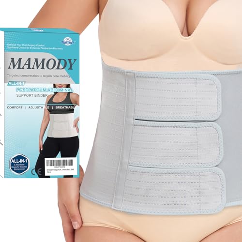 MAMODY Bauchbindeband nach der Geburt, Bauchbinde, für natürliche Entbindung und Erholung im C-Abschnitt, 22,9 cm hohe Kompressionsbandage, Grau, Small-Medium MAMODY Bauchbindeband nach der Geburt, Bauchbinde, für natürliche Entbindung und Erholung im C-Abschnitt, 22,9 cm hohe Kompressionsbandage, Grau, Small-Medium von MAMODY