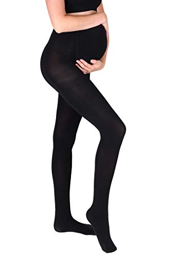 MAMSY Blickdichte Umstandsstrumpfhose 100den supermatt, Made in Italy, Schwarz, L von MAMSY