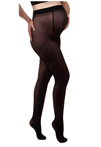 MAMSY Schwangerschaftsstrumpfhose, halb transparent, 40 den, hergestellt in Italien, Schwarz, XL von MAMSY