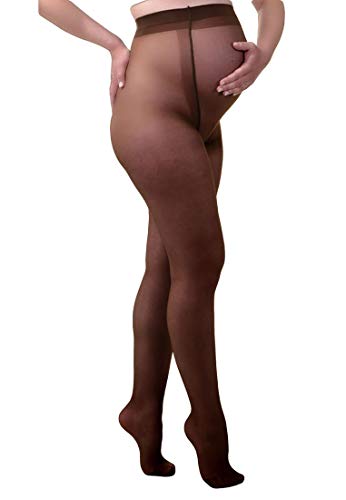 MAMSY Schwangerschaftsstrumpfhose, komfortabel, transparent, 20 den, hergestellt in Italien, Brown, XXL von MAMSY