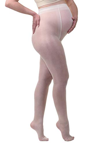 MAMSY Schwangerschaftsstrumpfhose, komfortabel, transparent, 20 den, hergestellt in Italien, White, XL von MAMSY