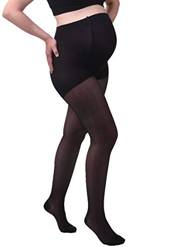 MAMSY Schwangerschaftsstrumpfhose, mittlerer Kompression, halb transparent, 70 den, hergestellt in Italien, Schwarz, XL von MAMSY