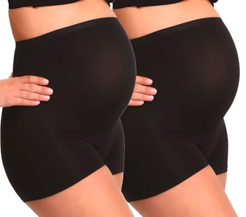 MAMSY Women's 2-Pack Maternity Boxershorts Boxer Shorts, Schwarz, 3XL/4XL (2er Pack) von MAMSY