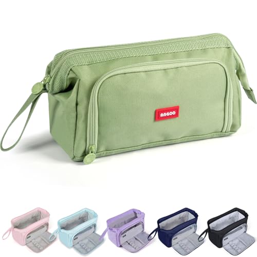 Federmäppchen Große Kapazität, Mäppchen Etui Stifte 2 Fächer, Federtaschen mit reißverschluss für Jungen Mädchen, Pencil Case Aesthetic, Tragbare Schreibwaren Stifttasche für Schule & Büro (Grün) Federmäppchen Große Kapazität, Mäppchen Etui Stifte 2 Fächer, Federtaschen mit reißverschluss für Jungen Mädchen, Pencil Case Aesthetic, Tragbare Schreibwaren Stifttasche für Schule & Büro (Grün) von MAMUNU