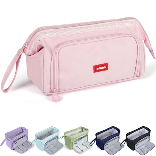 Federmäppchen Große Kapazität, Mäppchen Etui Stifte 2 Fächer, Federtaschen mit reißverschluss für Jungen Mädchen, Pencil Case Aesthetic, Tragbare Schreibwaren Stifttasche für Schule & Büro (Rosa) Federmäppchen Große Kapazität, Mäppchen Etui Stifte 2 Fächer, Federtaschen mit reißverschluss für Jungen Mädchen, Pencil Case Aesthetic, Tragbare Schreibwaren Stifttasche für Schule & Büro (Rosa) von MAMUNU