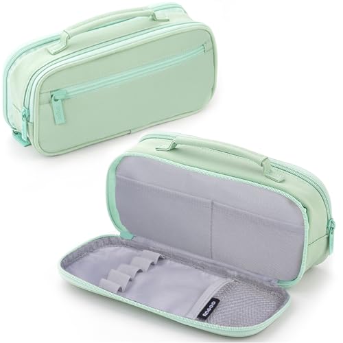 Federmäppchen Große Kapazität, Mäppchen Etui Stifte 3 Fächer, Federtaschen mit reißverschluss für Jungen Mädchen, Pencil Case Aesthetic, Tragbare Schreibwaren Stifttasche für Schule & Büro (Grün) Federmäppchen Große Kapazität, Mäppchen Etui Stifte 3 Fächer, Federtaschen mit reißverschluss für Jungen Mädchen, Pencil Case Aesthetic, Tragbare Schreibwaren Stifttasche für Schule & Büro (Grün) von MAMUNU