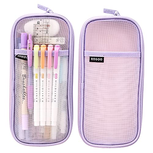 MAMUNU Federmäppchen Durchsichtig aus Mesh, Große Kapazität Transparent Mäppchen mit Reißverschluss, Schlamppermäppche Stiftetasche Schulsachen Mädchen Damen für Schule und Büro von MAMUNU