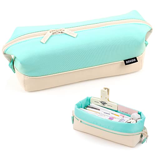 MAMUNU Federmäppchen mit großem Fassungsvermögen, faltbares Federmäppchen mit Reißverschlussfächern, Schreibwaren-Tasche, ästhetisches Federmäppchen, Schule, Uni, Büro, Cyan, Federmäppchen… von MAMUNU