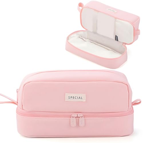 Mäppchen Federmäppchen mit grosser Kapazität Federmäppchen 4 Fach für Junge Mädchen Ferdertasche Tragbar Pencilcase Etui Schule für Studentin Erwachsene Damen von Schule & Büro Make-up (Rosa) von MAMUNU