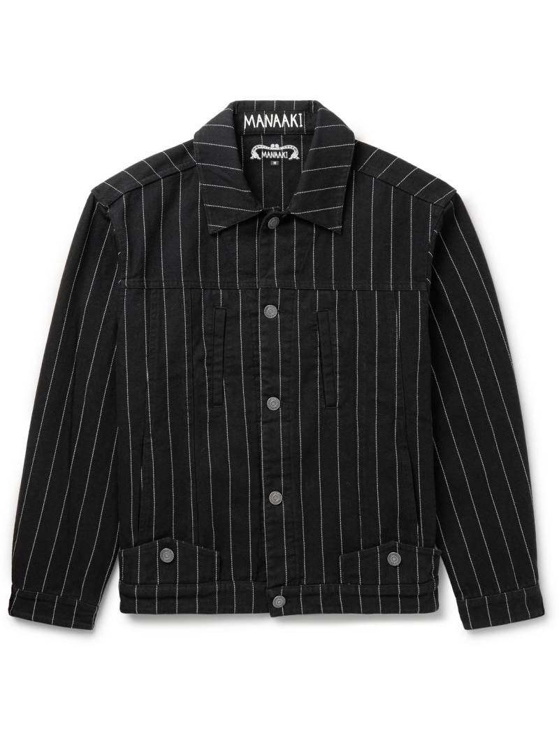 MANAAKI - Hemi Pinstriped Denim Trucker Jacket - Men - Black - XXL von MANAAKI