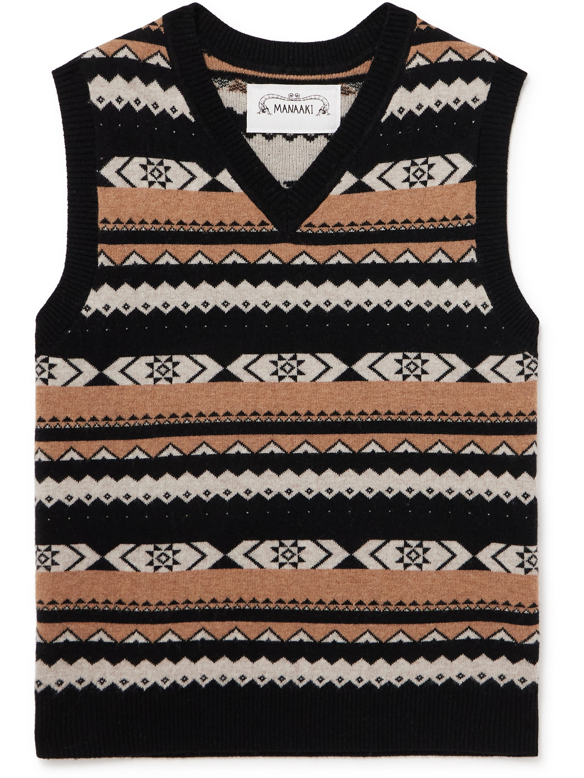 MANAAKI - Jacquard-Knit Merino Wool and Cashmere-Blend Sweater Vest - Men - Black - XXL MANAAKI - Jacquard-Knit Merino Wool and Cashmere-Blend Sweater Vest - Men - Black - XXL von MANAAKI