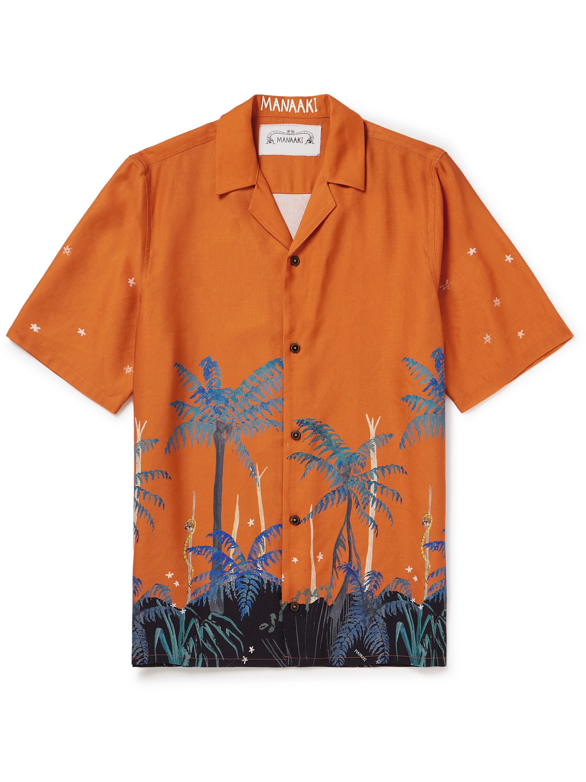 MANAAKI - Mana Camp-Collar Printed Lyocell and Linen-Blend Shirt - Men - Orange - XL MANAAKI - Mana Camp-Collar Printed Lyocell and Linen-Blend Shirt - Men - Orange - XL von MANAAKI