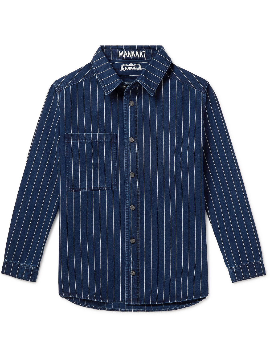 MANAAKI - Nīkau Pinstriped Denim Overshirt - Men - Blue - M MANAAKI - Nīkau Pinstriped Denim Overshirt - Men - Blue - M von MANAAKI