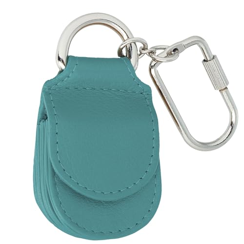 MANAGE Schlüsselanhänger Leder Türkis für Münzen Schlüssel Schlüsselring Karabiner - Keychain Autoschlüsselanhänger klein Echtleder Damen Herren mini kleingeldbörse (Türkis) von MANAGE