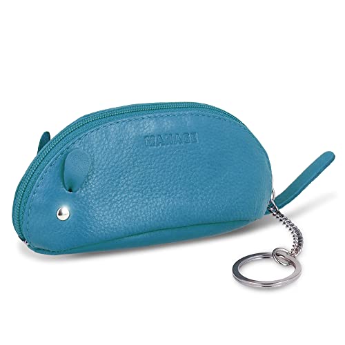 MANAGE Schlüsselmaus Schlüsseletui Türkis aus Echtleder - Schlüsselanhänger Schlüsseltasche für Damen Herren Kinder - Gadget Schlüsselmäppchen Leder groß Geschenk keychain (Türkis) von MANAGE