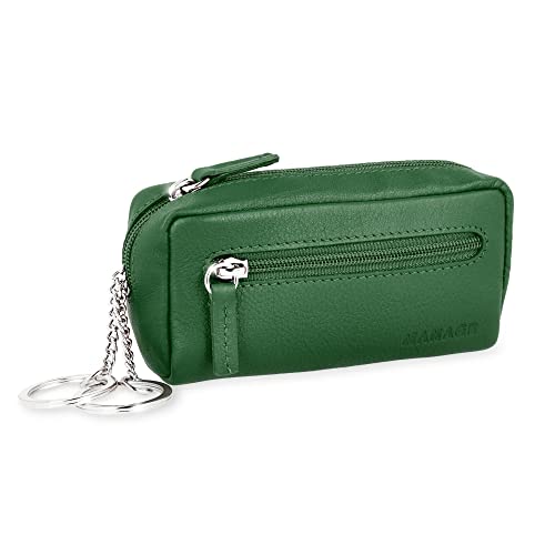 MANAGE XXL Schlüsseltasche Leder Grünfür Damen und Herren - Schlüsseltasche mit Münzfach - echtleder Schlüsseletui Schlüsselmäppchen keychain Unisex Schlüssel Autoschlüssel Grün von MANAGE