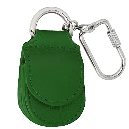 MANAGE Schlüsselanhänger Leder Grün für Münzen Schlüssel Schlüsselring Karabiner - Keychain Autoschlüsselanhänger klein Echtleder Damen Herren mini kleingeldbörse (Grün) von MANAGE