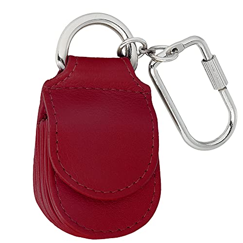 MANAGE Schlüsselanhänger Leder Rot für Münzen Schlüssel Schlüsselring Karabiner - Keychain Autoschlüsselanhänger klein Echtleder Damen Herren mini kleingeldbörse (Rot) von MANAGE