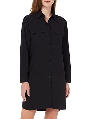 Damen Casual Oversized Button Down Hemdkleid Langarm Bluse Tops, Schwarz-036, Groß von MANAIXUAN