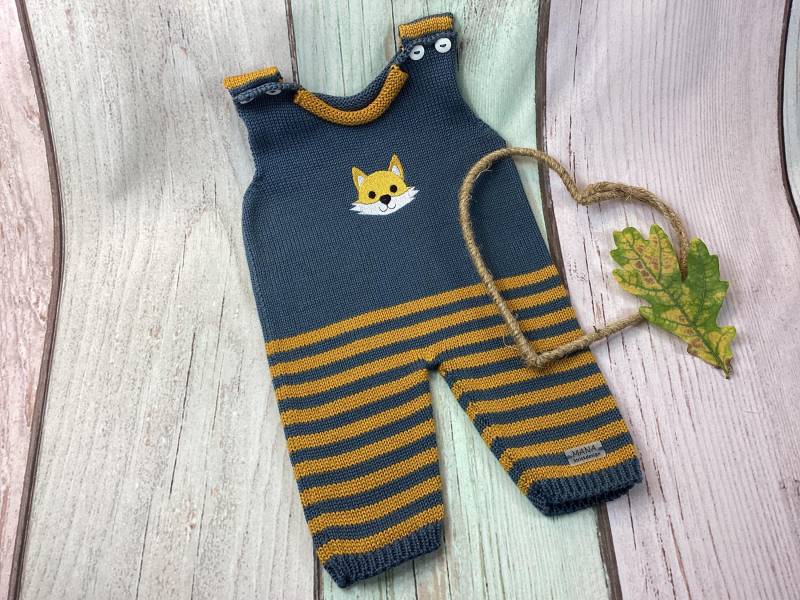 Baby-Strampler, Strampler, Babystrampler, Strickstrampler, Strampler Gestrickt, Fuchs, Verschiedene Größen von MANAStrickdesign