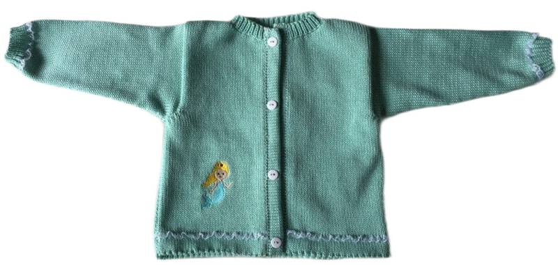 Babyjacke, Strickjacke, Mädchenjacke, Kinderjacke, Stickerei Meerjungfrau, Rüschen, Spitze, Verschiedene Größen, Mint von MANAStrickdesign