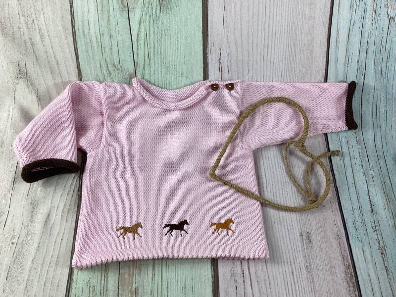 Babypulli, Babypullover, Strickpulli, Strickpullover, Pferde von MANAStrickdesign