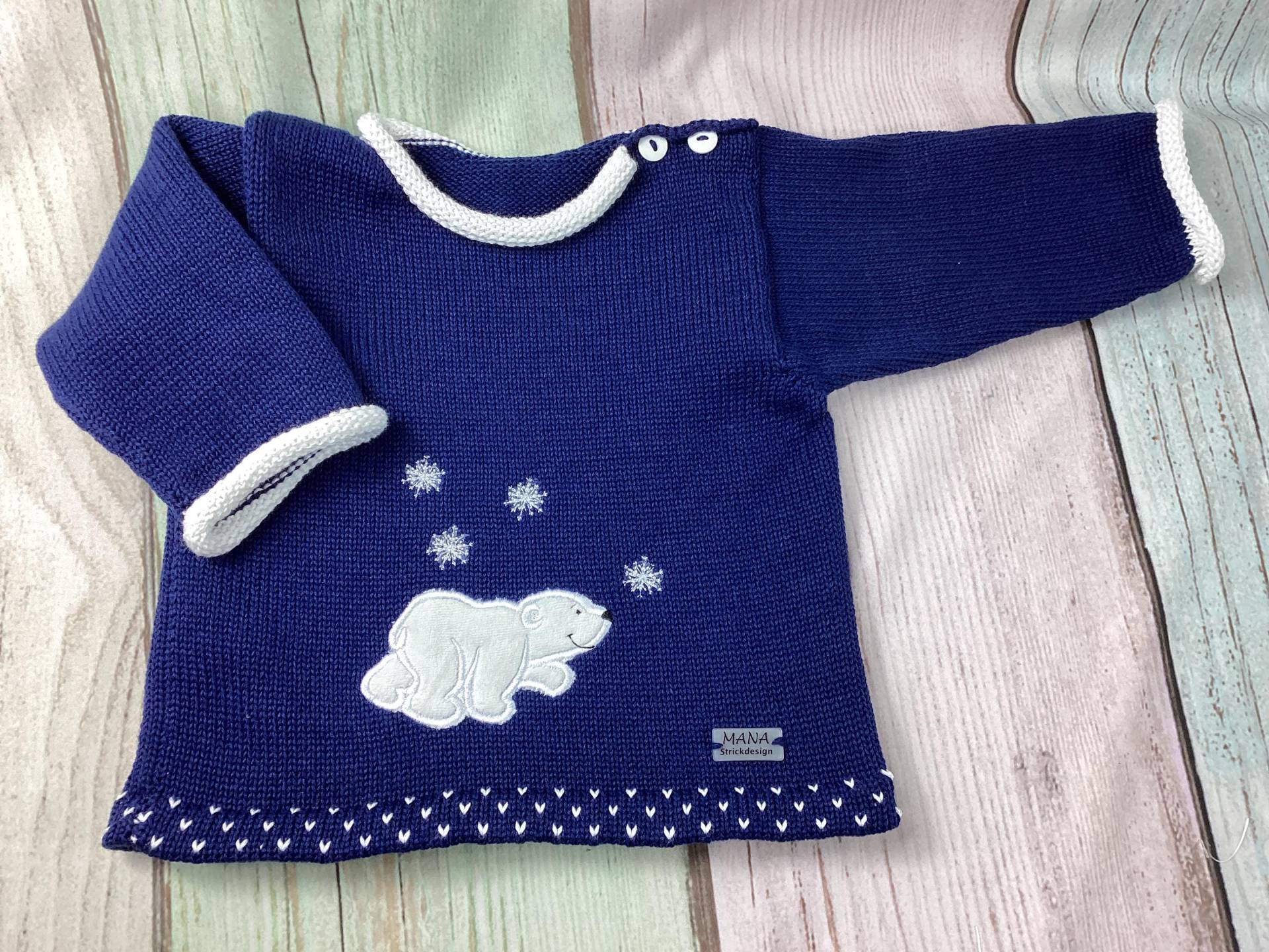 Babypulli Eisbär, Strickpulli, Kinderpulli Verschiedene Größen von MANAStrickdesign