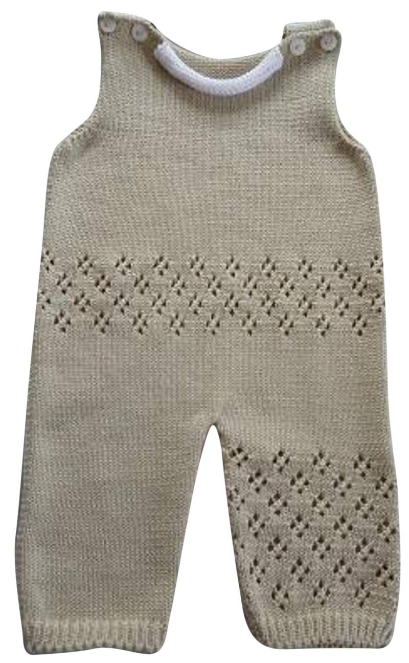 Babystrampler, Strampler, Strickstrampler, Strampler Gestrickt, Lochmuster, Beige, Verschiedene Größen von MANAStrickdesign