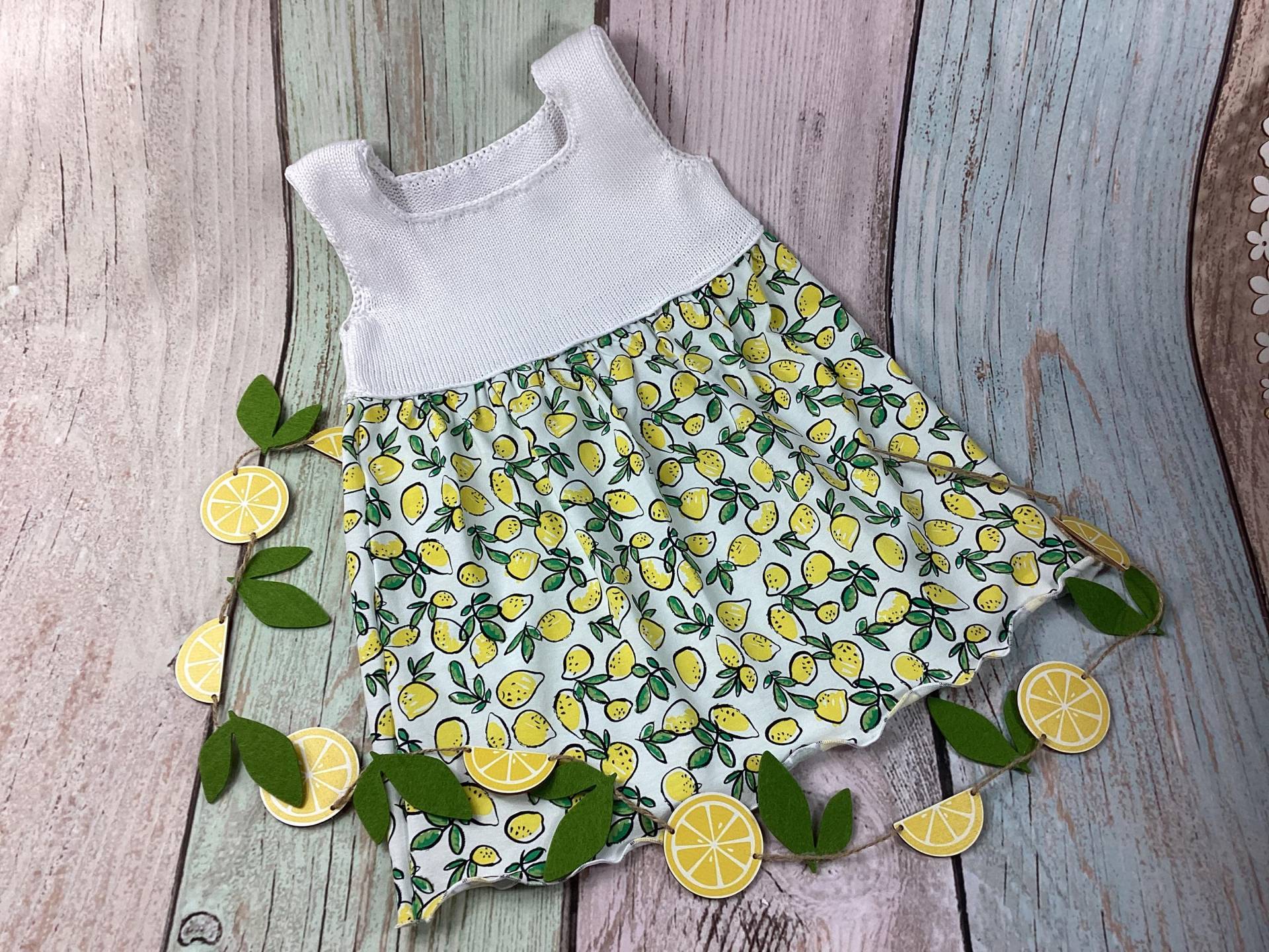 Mädchenkleid, Strickkleid, Kleid, Babykleid, Zitronen, Verschiedene Größen von MANAStrickdesign