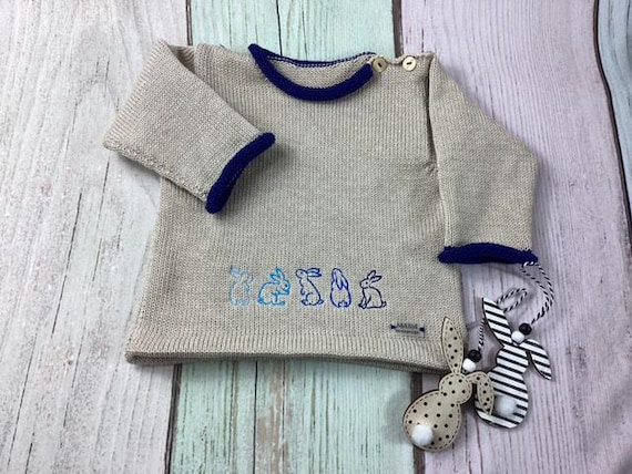 Pulli Mit Hasen, Hasenpulli, Pulli, Babypulli, Strickpulli, Kinderpulli, Babypullover, Kinderpullover von MANAStrickdesign