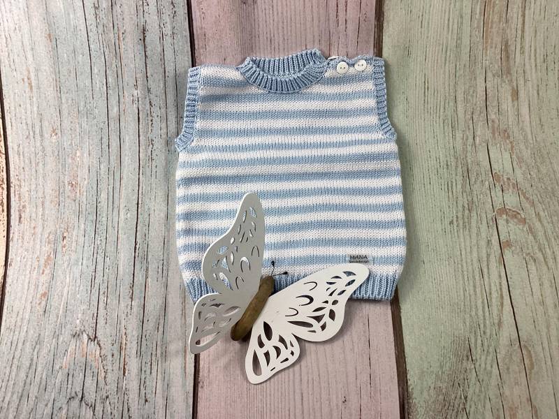 Pullunder, Baby, Pastell, Hellblau, Weiß, Gestreift Pullunder, Baby, Pastell, Hellblau, Weiß, Gestreift von MANAStrickdesign