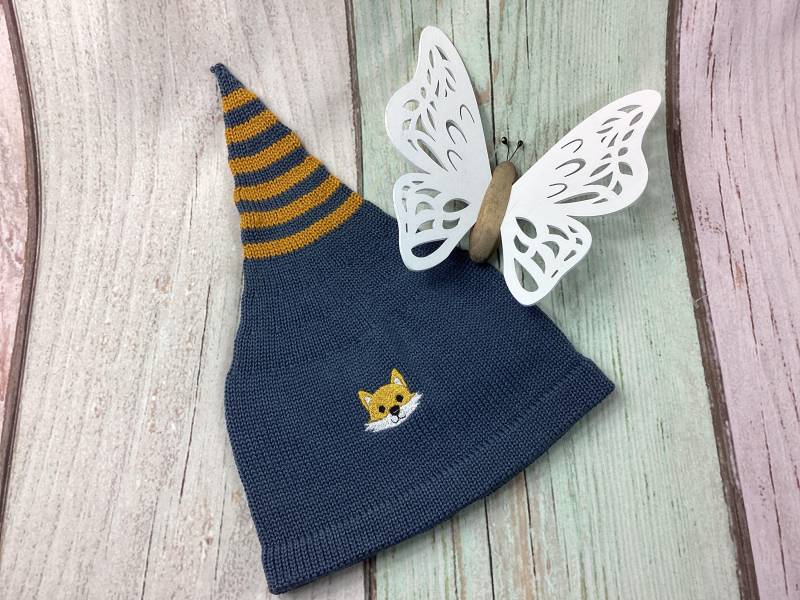 Zipfelmütze, Zwergenmütze, Babymütze, Strickmütze, Fuchs, Grau, Verschiedene Größen von MANAStrickdesign