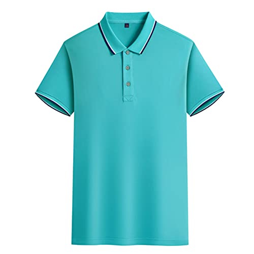 Damen/Herren Golf Poloshirt Kurzarm Arbeitsshirt, Schnelltrocknend Atmungsaktiv Team Shirts, Grünblau 2XL von MANBOZIXi