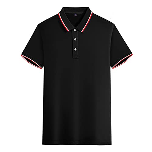 Damen/Herren Golf Poloshirt Kurzarm Arbeitsshirt, Schnelltrocknend Atmungsaktiv Team Shirts, Schwarz 2XL von MANBOZIXi