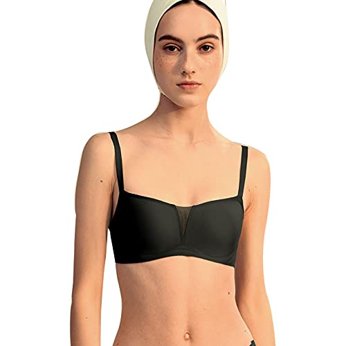 MANBOZIXi Damen BH Volle Tasse ohne Nähte Abnehmbare Pads Triangle Bra Atmungsaktiv und Bequem Bralette Schwarz L 75C/80A/80B von MANBOZIXi