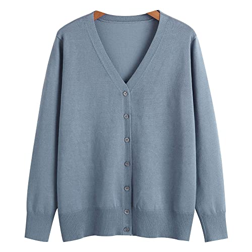 MANBOZIXi Damen Strickjacke Sommer Leicht Elegant Cardigan, Blau-Grau L MANBOZIXi Damen Strickjacke Sommer Leicht Elegant Cardigan, Blau-Grau L von MANBOZIXi