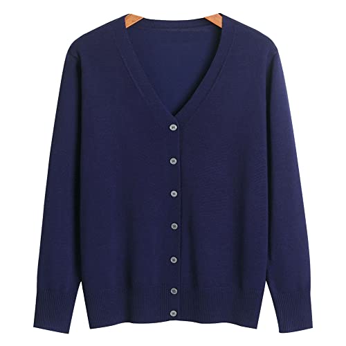 MANBOZIXi Damen Strickjacke Sommer Leicht Elegant Cardigan, Dunkelblau XL von MANBOZIXi