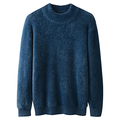 MANBOZIXi Dicker Strickpullover Herren Flauschiger Pullover Winter, Seeblau XL von MANBOZIXi