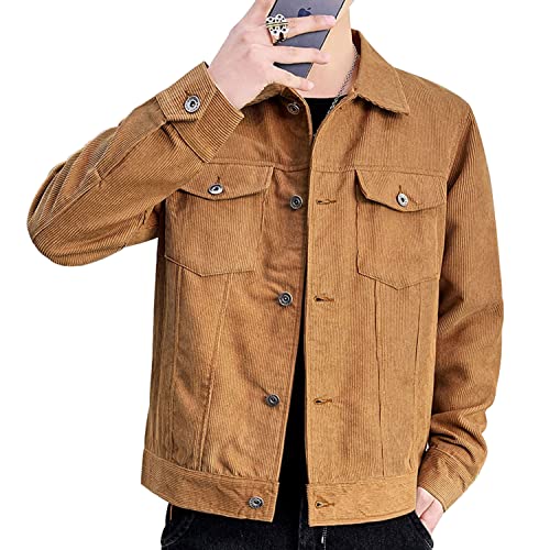 MANBOZIXi Freizeitjacke Herren Frühjahr Casual Business Jacke Herren Cordjacke, Braun 2XL von MANBOZIXi