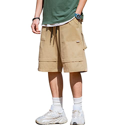 MANBOZIXi Herren Baumwolle Shorts Lässige Kurze Hose Cargo mit Taschen, Khaki 2XL von MANBOZIXi