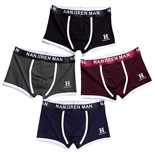 MANBOZIXi Herren Boxershorts Herren Baumwolle Unterhosen Basic Boxer 4er Pack (Schwarz Blau Grün Rot XL) von MANBOZIXi