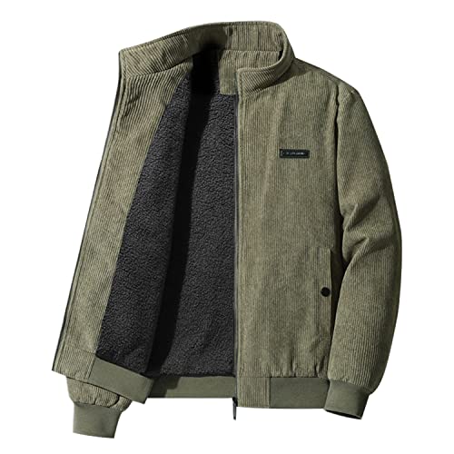 MANBOZIXi Herren Cordjacke Gefüttert Winterjacke, Grün 3XL von MANBOZIXi