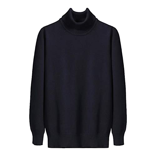 MANBOZIXi Herren Rollkragen Pullover Langarm Feinstrick Strickpullover für Herbst/Winter, Blau 3XL von MANBOZIXi